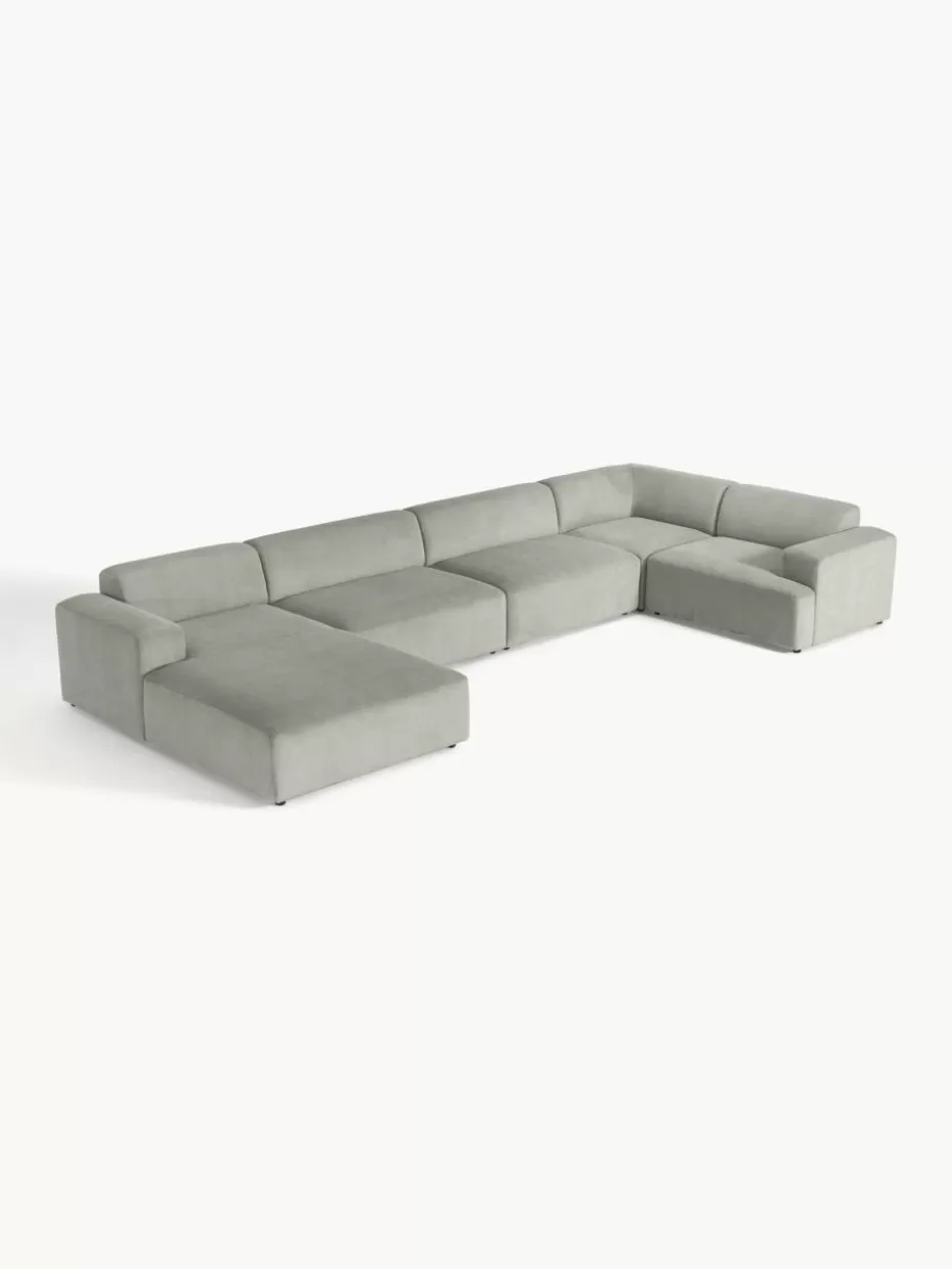 Sofas | Sofaserien-Westwing Collection XL-Wohnlandschaft Melva aus Cord Cord Grau