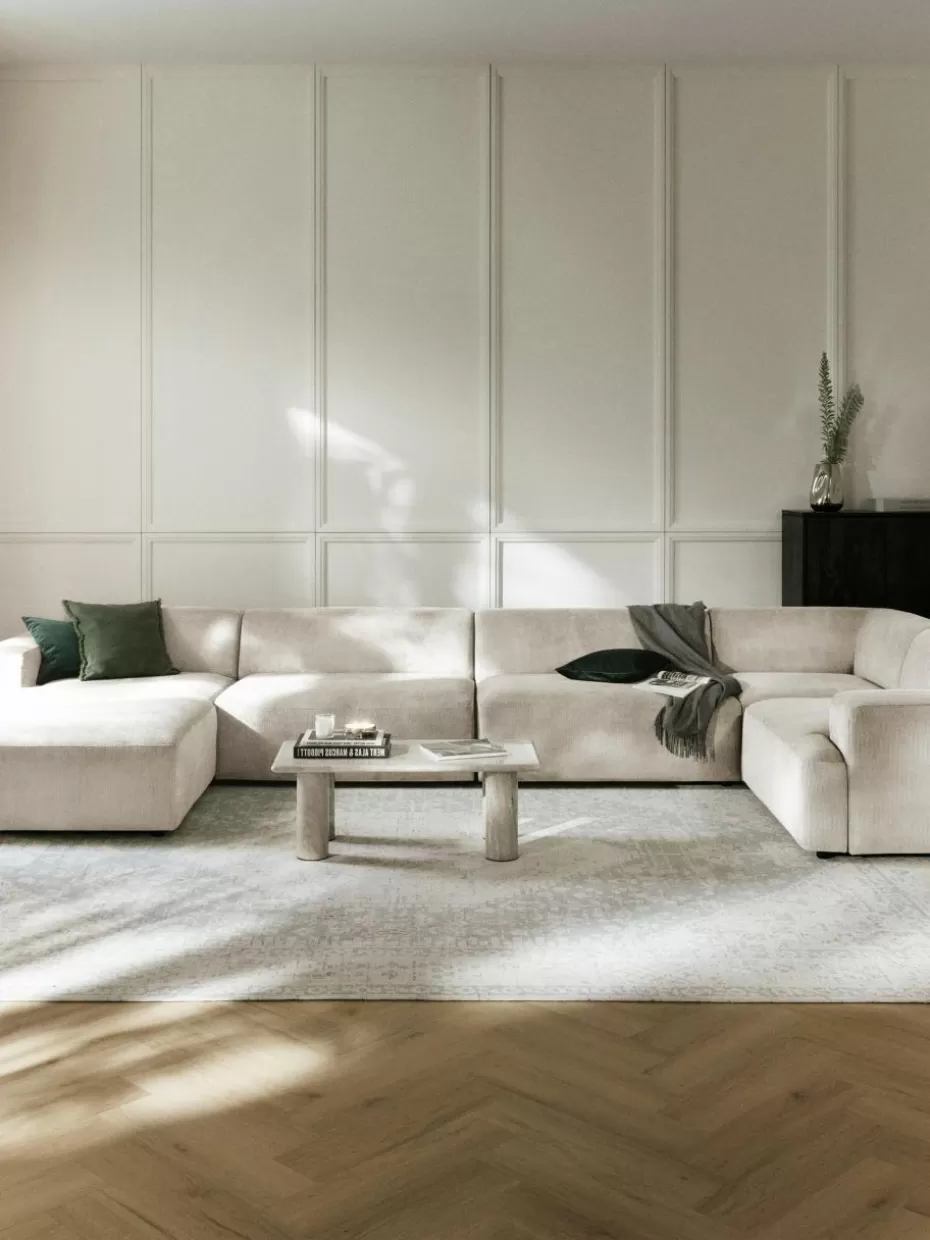 Sofas | Sofaserien-Westwing Collection XL-Wohnlandschaft Melva aus Cord Cord Hellbeige